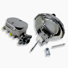 11 Chrome Single Brake Booster Ball Mill Finned Master Cylinder 1-18 Bore
