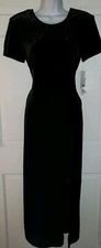SCARLETT black Stretch Velvet satin Midi Pencil pullover Dress 7 8 NWT vintage