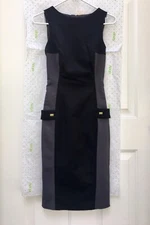 Elizabeth Franchi per CELYN B Sleeveless Black Gray Dress Sz 40 US 4 GUC