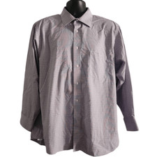 Eagle Shirtmakers Men's Size XL Purple White Check Long Sleeve Button Down Shirt