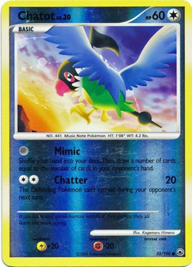 Chatot - 55/100 - Common - Reverse Holo LP, English Pokemon Majestic Dawn
