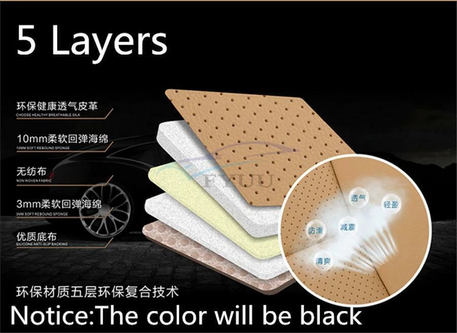 Cojín protector universal de cuero PU negro de lujo para asiento delantero de automóvil Foto 2 de 4