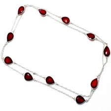 Mozambique Garnet Gemstone Handmade 925 Sterling Silver Jewelry Necklace Sz 36"