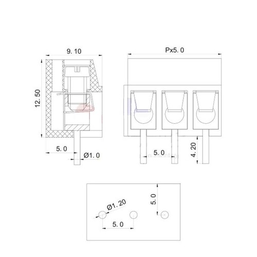 KF300 5,0 mm paso 2 pines 3 pines pines recto pines bloques de terminal de tornillo 250V/16A - Imagen 2 de 6