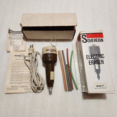 Vintage Sovereign 77 Electric Eraser W 6  Erasers. Engineer Architect Drafting 