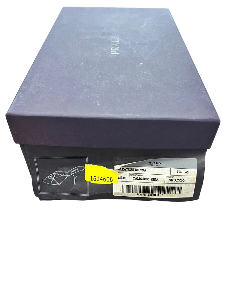 Sandalias PRADA Y2K 40 10 informales sin cordones gatito deslizable cuero gamuza azul Italia Foto 2 de 4