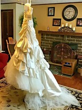 Pronovias Megan Raso Geneve Wedding Dress Ivory Sz 8 Pick Ups Tulle Sweetheart