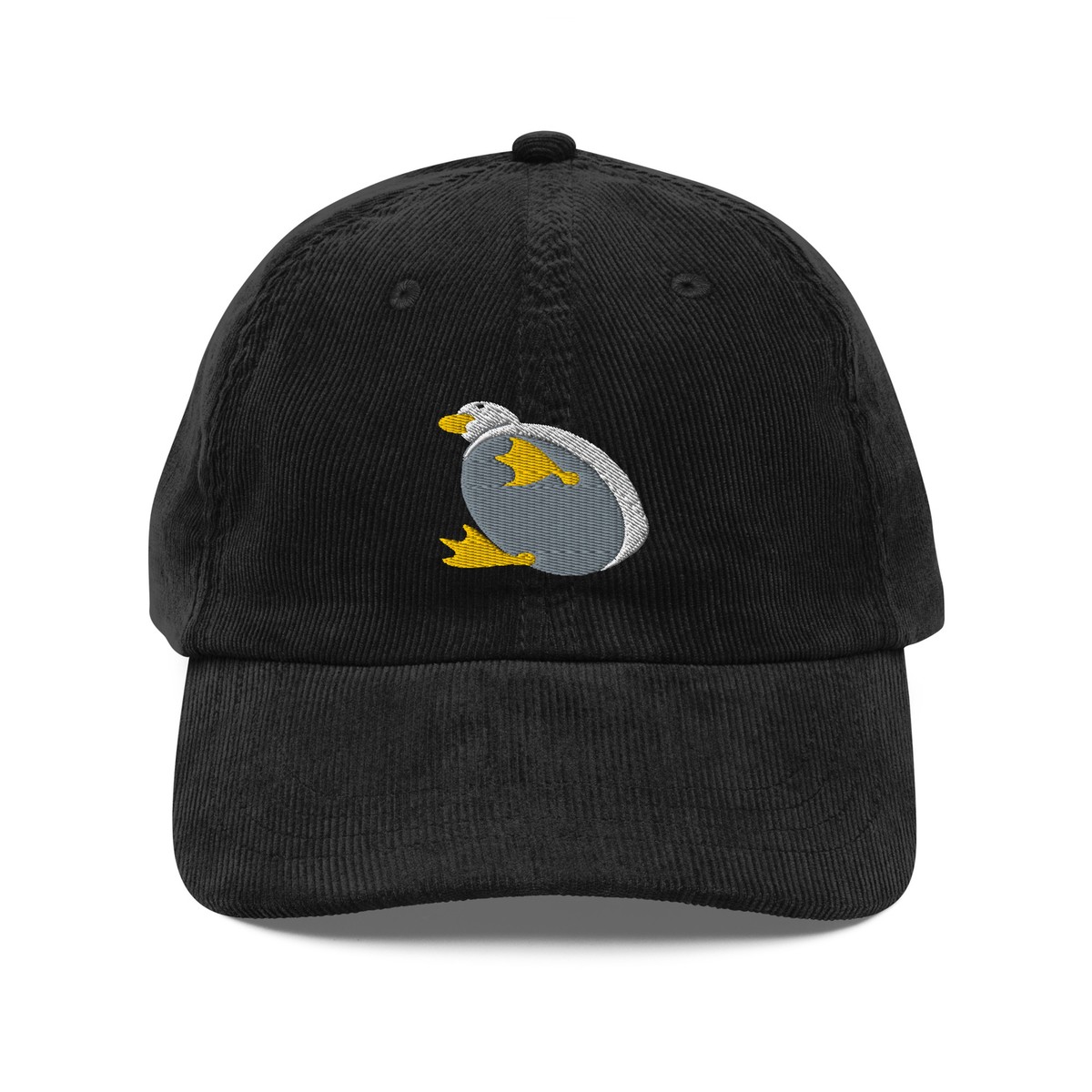 Gray Corduroy Cap with Yellow Embroidery Aleph Caps: Achi Corduroy Baseball Cap Embroidered Hebrew  main image 3