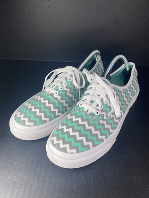 Vans Off The Wall Low Pro Chevron Teal Gray White Zigzag Men s Size 10