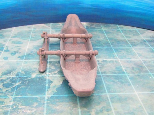 Canoa con Outrigger Barca Nave Scenario Terreno Stampato in 3D Modello 28/32mm - Foto 6 di 7
