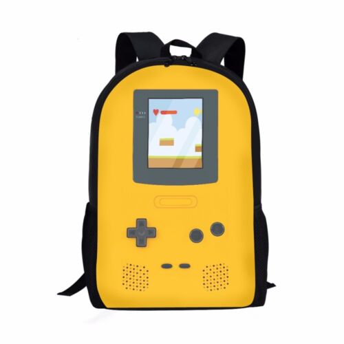 Game Console Yellow 17" Backpack Schoolbag Shoulder Satchel Bookbags School Bag - Picture 1 of 5