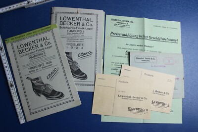 2x 1924 Elbeco Schuhwaren Löwenthal Becker Hamburg Preisliste Kleeblatt Schuhe 