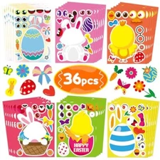 36 Sheet Easter Stickers for Kids -  Art Crafts Make a Face Easter Easter Style