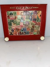 Vintage Etch A Sketch No. 505  Red Frame Vintage Mail Postal Stamp Art Stamps