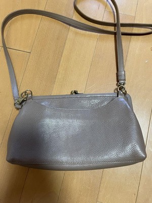 IL BISONTE Leather Crossbody Shoulder Bag Beige Purse Gamaguchi Women 18832