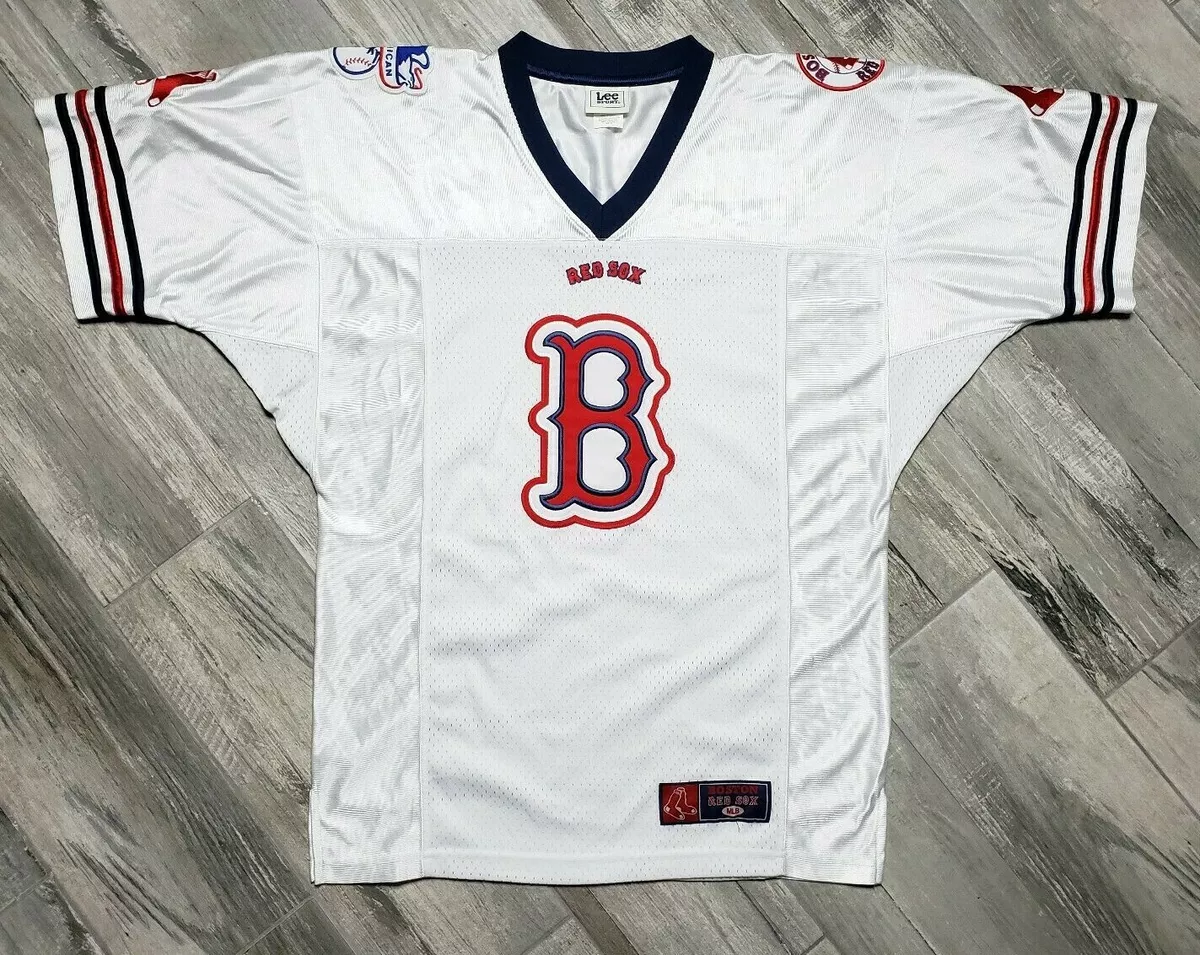 Boston Red Sox Football Jersey Men's Medium Lee Sport Embroidered White Sewn