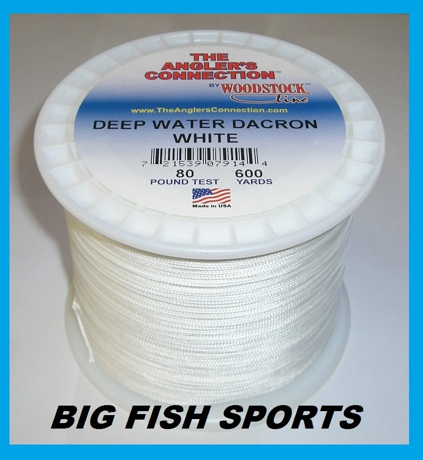 WOODSTOCK BRAIDED DACRON Fishing Line Deep Water White 80lb-600yd FREE USA  SHIP!