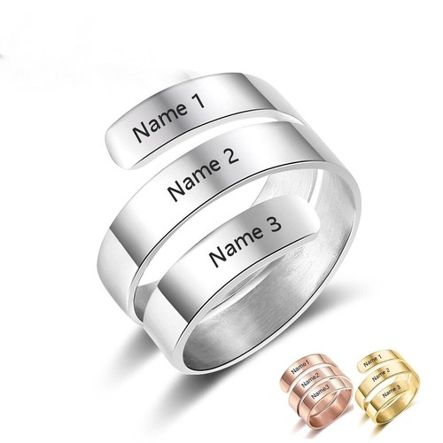 Stainless Steel 3 Names Ring 