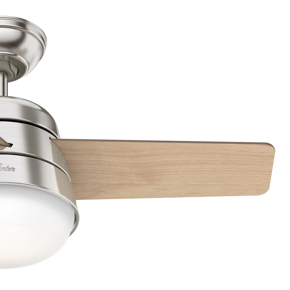 Mini Ceiling Fan 91 CM Finley Nickel Hunter Ceiling Lamp with Remote Control - Image 3 of 4