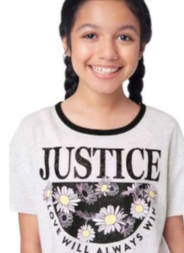 Justice Girls Top Gray Size 7/8 Pullover Short Sleeve Flower Graphic Logo - Picture 8 of 12