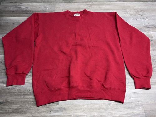 Vintage 90s Blank Crewneck Sweatshirt Red Pro Spirit Mens Size Large Made in USA - Picture 1 of 6