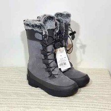 All in Motion Alberta Tall Winter Boots Thermolite Faux Fur Grey Kids Size 13