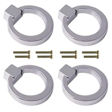 Modern Cabinet Drawer Pull Handle Dresser Wardrobe Cupboard Knob Ring Silver