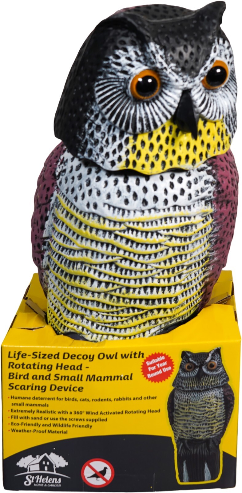 Easy Installation Fake Owl for Keeping Birds Away from Garden Yard