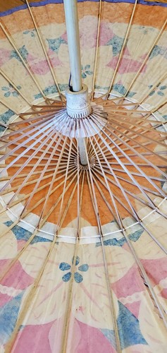 Vintage Japanese Flower Paper Umbrella 28” - Picture 10 of 15