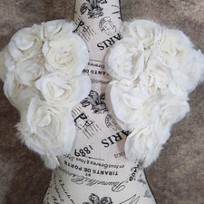 Harrison Morgan Cream Rabbit Rosette Fur Bolero Jacket M New Bride Crop Shrug