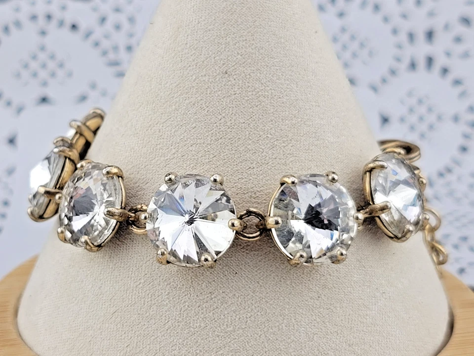 Теннисный браслет Adj7-8 Stella & Dot белый ✨Rivoli со стразами антикварный золотистый - Изображение 4 из 4