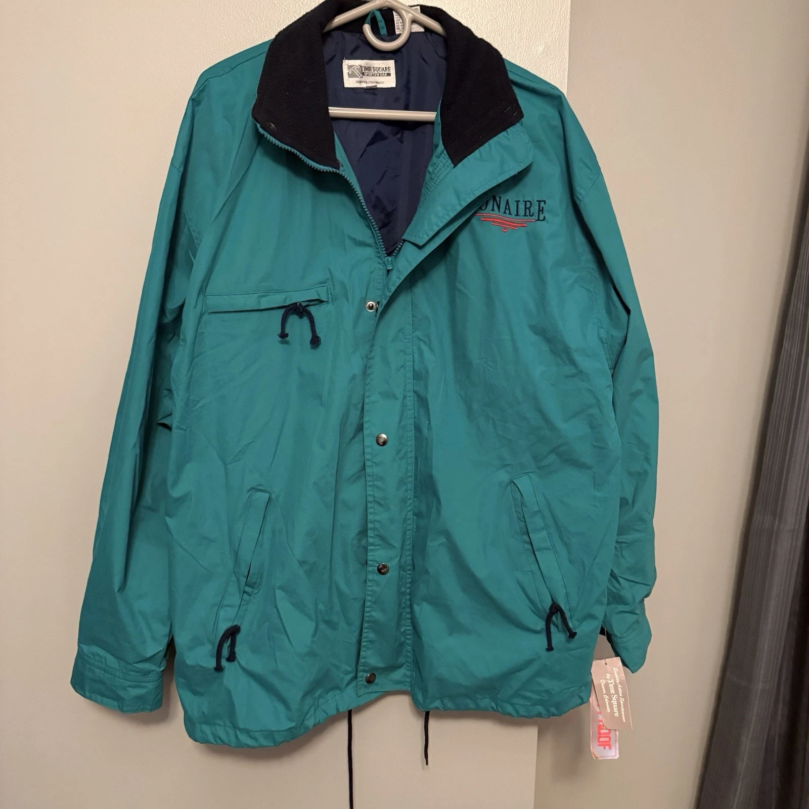 Vintage Bonaire Time Square Colorado Waterproof Teal Windbreaker XL NWT