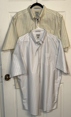 Set Of 2 LL Bean Shirt Mens 17.5 Tall Button Down Wrinkle Resistant Dress Shirt