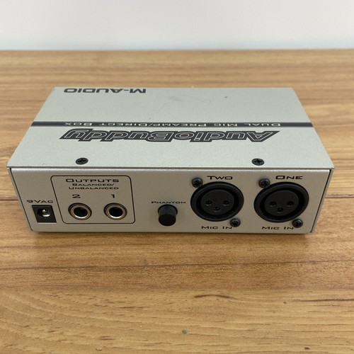 Preamplificador de micrófono doble Audio Buddy/caja directa M-Audio con fuente de alimentación probado funciona - Imagen 8 de 10