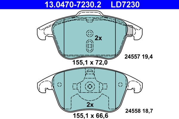 Bremsbelagsatz Scheibenbremse ATE Ceramic 13.0470-7230.2 FüR C4 Peugeot DS4 5008-image