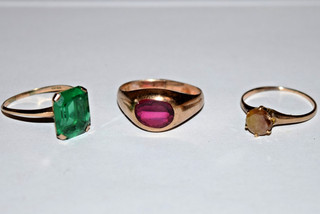 Vintage 10K Gold Rings Estate Jewelry Lot 3 8.1 gram Ruby Yellow Diamond AS IS