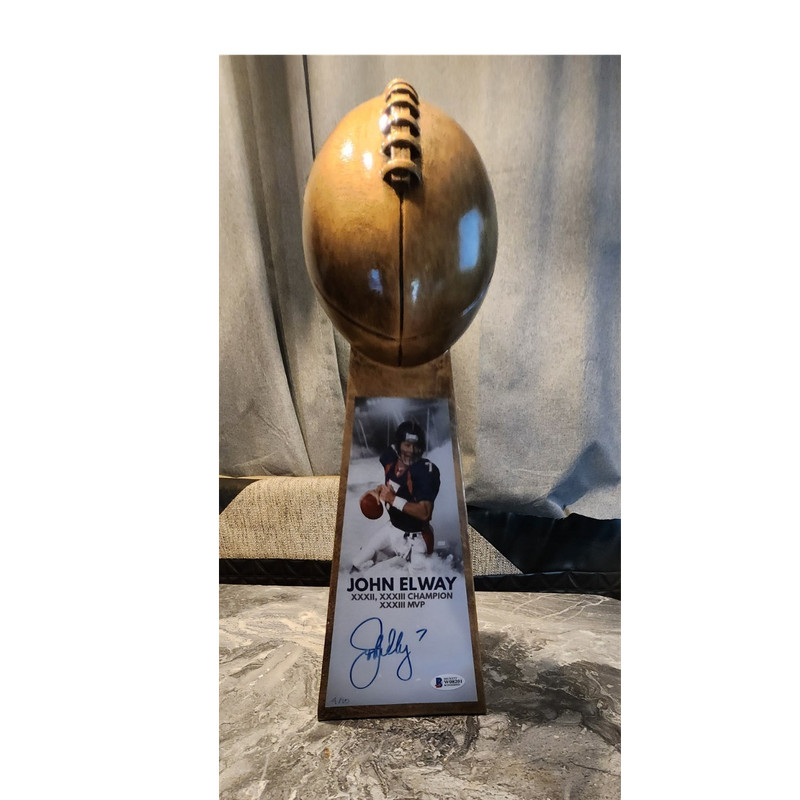 4/10 John Elway Signed Denver Broncos Signed Vince Lombardi Trophy Replica