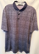 Greyson Men  s Size Large Golf Polo Shirt Jersey Stretch Blue Floral Pattern