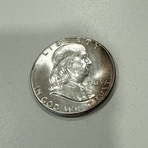 1963 50C Franklin Half Dollar Partial Toning FREE SHIPPING