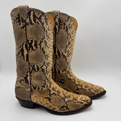 Vintage Nocona Boots Snakeskin Python Cowboy Western Boots Mens 10.5 D USA Made
