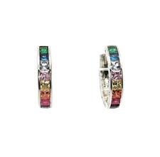 Thomas Sabo 925 Silver Multi Colour CZ Hoop Earrings RP£169 CR668-477-7 GENUINE