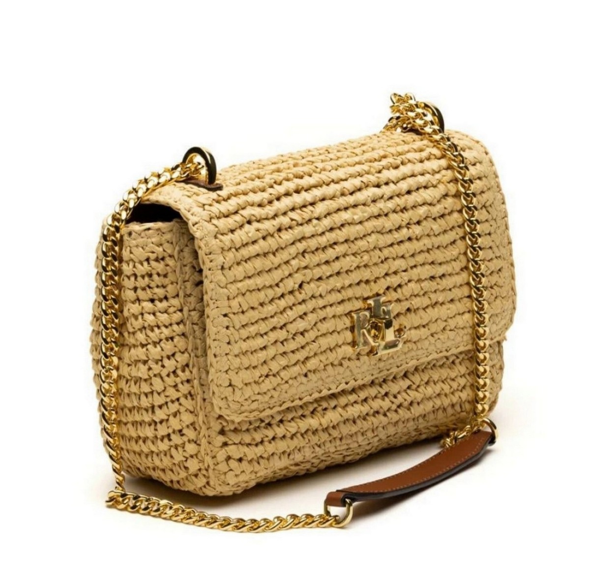 Lauren Ralph Lauren Sophee 22 Woven Straw Crossbody Bag Natural