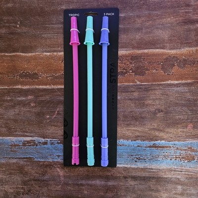 Hydro Tropics Colorful (3) Pack Ensemble Replacement Straws For Traveler Jug NEW