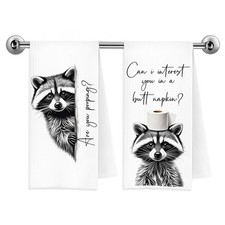 Funny Raccoon Bathroom Hand Towels Decor, Trash Panda Bears Animal Decorative...