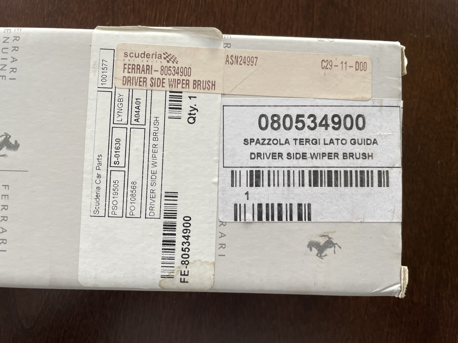 FERRARI PART NUMBER 80534900 DRIVER SIDE WIPER BRUSH NEW