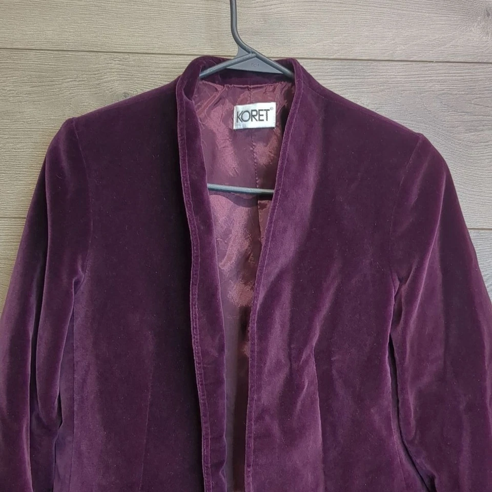 Blazer vintage de terciopelo púrpura Koret para mujer talla mediana Foto 2 de 4