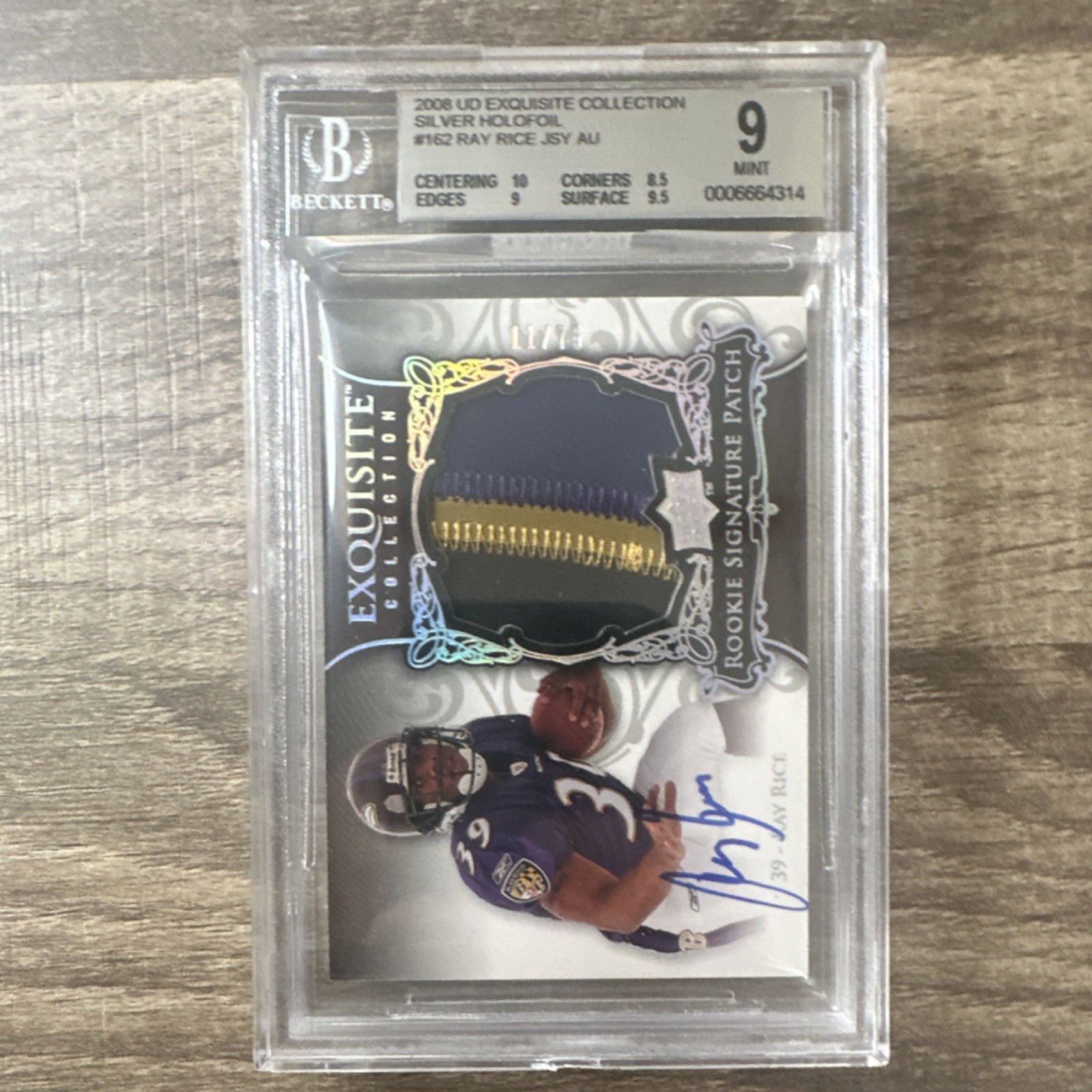 Ray Rice UD Exquisite Collection #162 Autograph Patch-Silver Holofoil