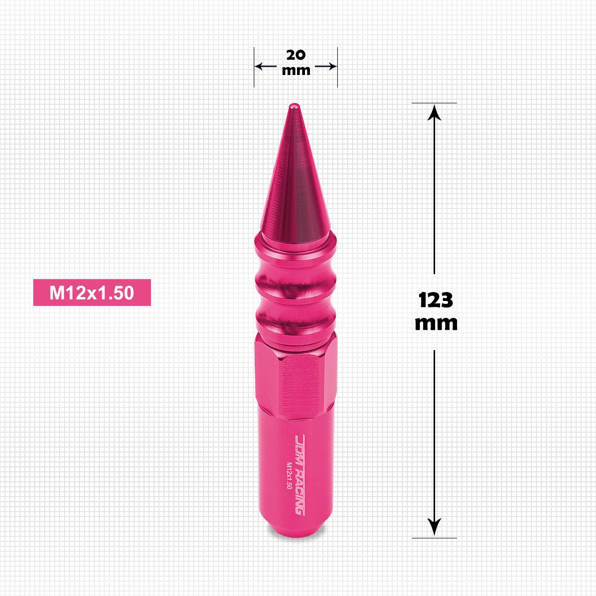 M12X1.5 Pink JDM Spiked Cap Hex Wheel Lug Nuts+Extension
