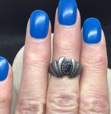 Vintage Sterling Silver 925 Chunky  Unique Hematite Stone Ring Sz 5 Y1875