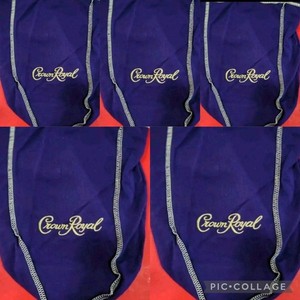 Lot of 5 Crown Royal Purple Bags Gold Trim & Drawstring 9" 750ml